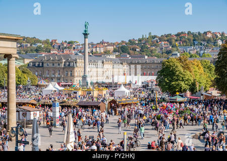 STUTTGART, DEUTSCHLAND - 30. SEPTEMBER 2018: Eröffnung der Stuttgarter Cannstadter Wasen Festival auf der Burg statt. Stockfoto