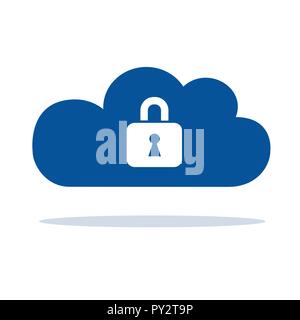 Blue Cloud Computer Storage mit Schloss Sicherheitskonzept symbol Vektor EPS Abbildung 10 Stock Vektor