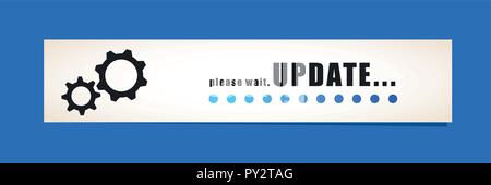 Bitte warten Software konzept mit Zahnrädern Vektor-illustration EPS 10 aktualisieren Stock Vektor