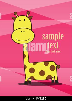 Nette Karte mit Giraffe rosa Hintergrund. Vector Illustration Stock Vektor