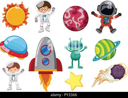Eine Reihe von Solar System Element Abbildung Stock Vektor
