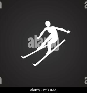 Skifahrer auf schwarzem Hintergrund Stock Vektor