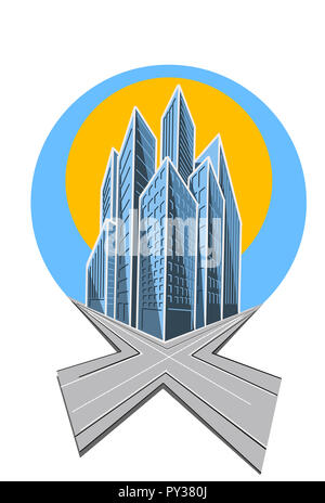 Stock Illustration der abstrakten Stadt auf weißem Hintergrund Stockfoto