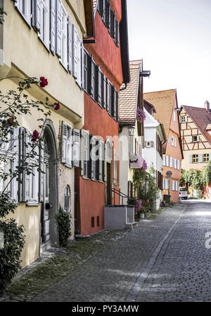 Dinkelsbühl, Alte Hausfassaden in der Altstadt, Bayern Stockfoto