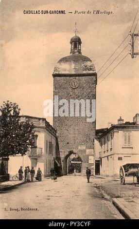 Cadillac-sur-Garonne - Porte de l'Horloge 1b. Stockfoto