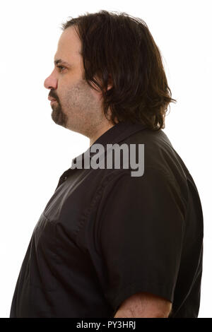 Profil anzeigen von Fett kaukasischen Mann Gesicht Stockfoto