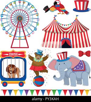Eine Reihe von Circus leistung Abbildung Stock Vektor