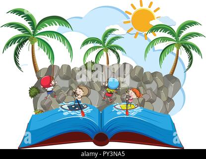 Klettern und Paddle Boarding pop-up-Buch Abbildung Stock Vektor