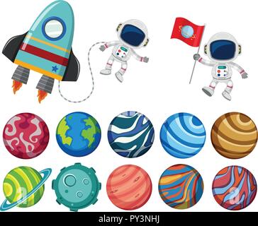 Eine Reihe von Solar System Element Abbildung Stock Vektor