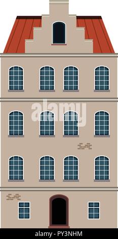 Eine holländische Gebäude auf weißem Hintergrund Abbildung Stock Vektor
