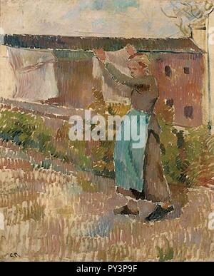 Camille Pissarro - Femme étendant du Linge, étude 1887. Stockfoto