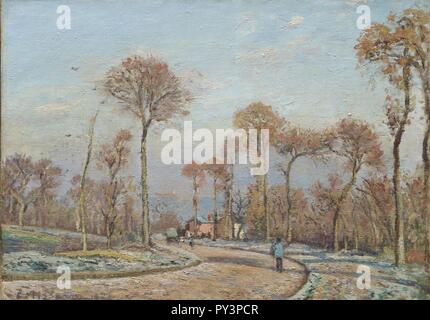 Camille Pissarro - la route de Versailles, Louveciennes, Matin gel. Stockfoto