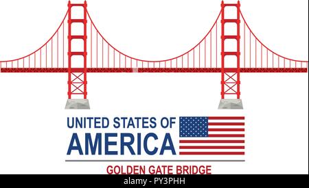 Golden Gate Bridge Amerika Abbildung Stock Vektor