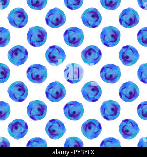 Aquarell Polka Dots nahtlose Muster. Handbemalte farbenfrohe Textur für Oberflächen, Textilien, Verpackung Papiere, Tapeten, Phone Case druckt, f Stockfoto