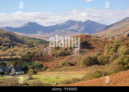 Der snowdon Horseshoe reichen von oben Capel Curig, Snowdonia National Park, North Wales, UK Stockfoto