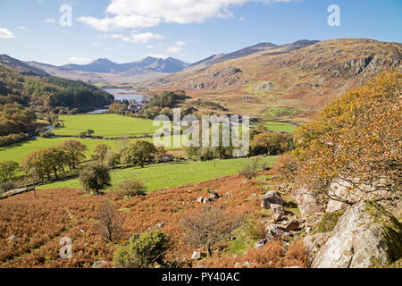 Der snowdon Horseshoe reichen von oben Capel Curig, Snowdonia National Park, North Wales, UK Stockfoto