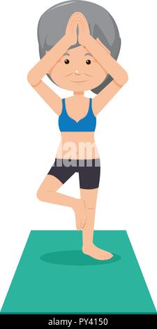 Eine Großmutter Yoga Abbildung Stock Vektor
