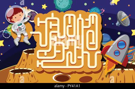 Ein Labyrinth Puzzle Spiel Space Szene Abbildung Stock Vektor