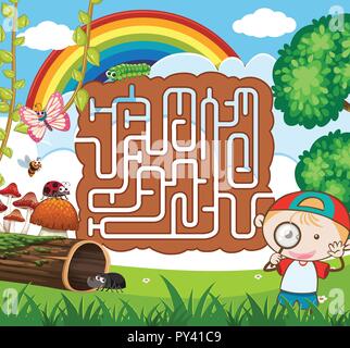 Natur Labyrinth puzzle Vorlage Abbildung Stock Vektor