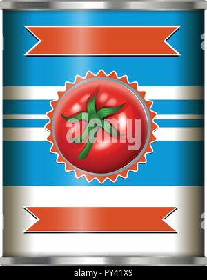 Tomatensauce in kann auf weißem Hintergrund Abbildung Stock Vektor
