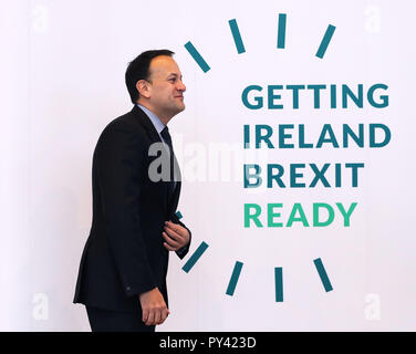 Taoiseach Leo Varadkar im Convention Centre, Dublin, ein Ereignis zu kurze Unternehmen auf dem Erhalten für Brexit vorbereitet. Stockfoto