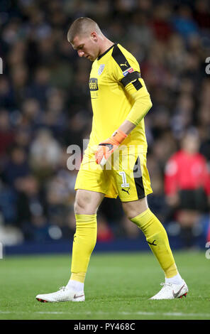 West Bromwich Albion Torhüter Sam Johnstone zeigt seine Niedergeschlagenheit während 4.1 home Niederlage zu Derby County während der Sky Bet Championship Match in West Bromwich, West Bromwich. Stockfoto