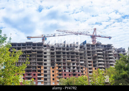 Bau von neuen Hochhäusern multystoried Gebäude Stockfoto