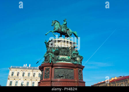 Denkmal für Nikolaus I., St. Isaak's Square, St. Petersburg, Russland Stockfoto