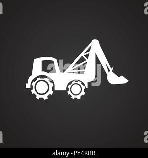 Bau bagger Lkw auf schwarzem Hintergrund Stock Vektor