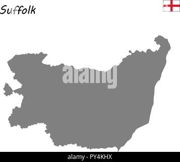 Hohe Qualität Karte handelt es sich um einen zeremoniellen Grafschaft Englands. Suffolk Stock Vektor