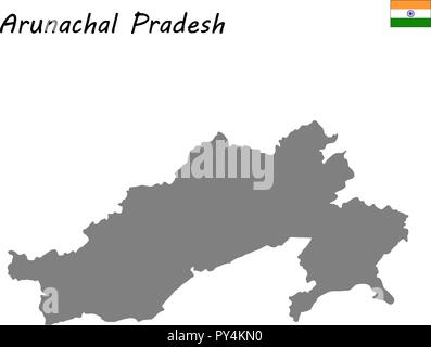 Hohe Qualität Karte von Arunachal Pradesh ist ein Zustand von Indien Stock Vektor