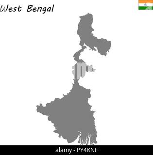 Hohe Qualität Karte von West Bengal ist ein Zustand von Indien Stock Vektor