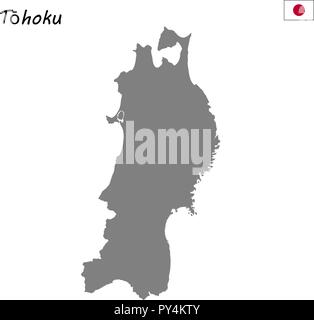 Hohe Qualität Karte von Tohoku ist eine Region in Japan Stock Vektor