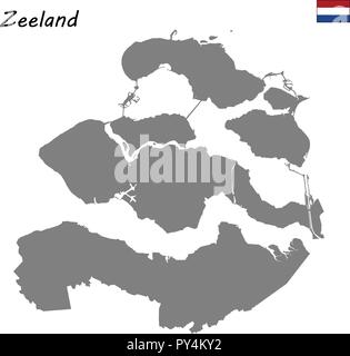 Hohe Qualität Karte Provinz der Niederlande. Zeeland Stock Vektor