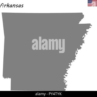 Hohe Qualität Karte der Vereinigten Staaten. Arkansas Stock Vektor