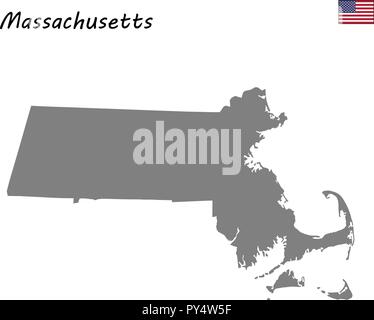 Hohe Qualität Karte der Vereinigten Staaten. Massachusetts Stock Vektor