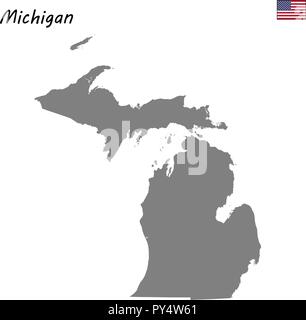 Hohe Qualität Karte der Vereinigten Staaten. Michigan Stock Vektor