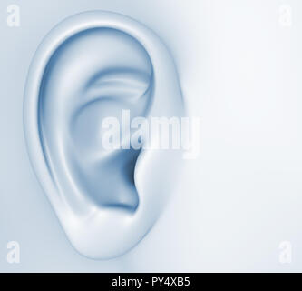 Konzeptionelle Bild über das menschliche Gehör. 3D-Darstellung Stockfoto