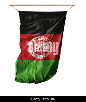 Flagge von Afghanistan. Vertical flag. auf einem weißen Hintergrund. Stockfoto