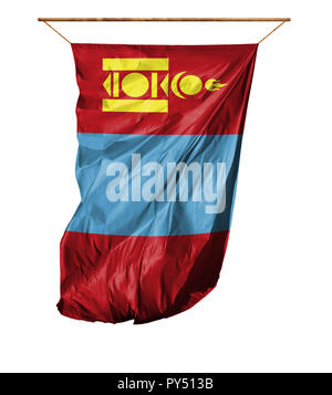 Flagge der Mongolei. Vertical flag. auf einem weißen Hintergrund. Stockfoto