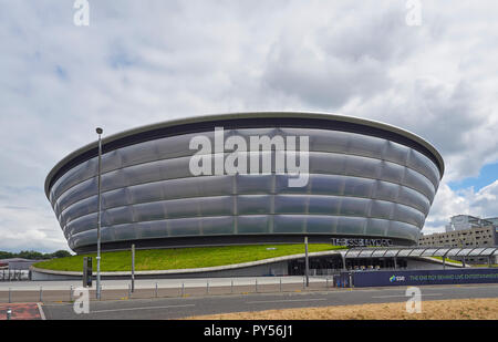 Die SSE-Hydro an einem bewölkten Sommertag im Juli 2018, eine der premier Event in Großbritannien und Unterhaltungszentren. Glasgow, Schottland, Großbritannien Stockfoto