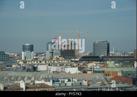 Wien, Innenstadtpanorama mit Hochhausneubauten - Wien, Panorama Stockfoto