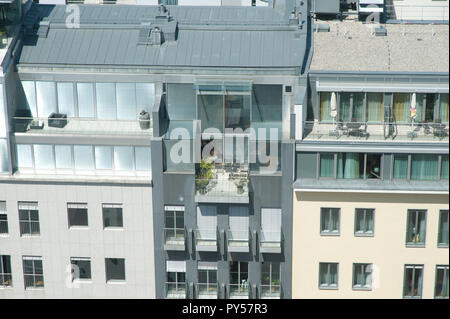 Wienpanorama, Blick vom Stephansdom Stephansplatz in die Häuser 9-11, Umbau von Hans Hollein Stockfoto