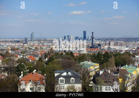 Wien, Blick Über Das Cottageviertel Radium Donau Stockfoto