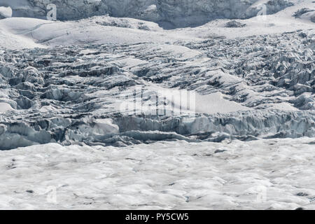 Nahaufnahme des Athabasca Gletscher der Columbia Icefields Stockfoto