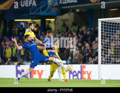 London, Großbritannien. 25. Oktober, 2018. Ruben LOFTUS-WANGE von Chelsea erzielt sein 2. Ziel der UEFA Europa League Spiel zwischen Chelsea und dem FC BATE Borisov an der Stamford Bridge, London, England am 25. Oktober 2018. Foto von Andy Rowland. . (Foto darf nur für Zeitung und/oder Zeitschrift redaktionelle Zwecke. www.football-dataco.com) Credit: Andrew Rowland/Alamy leben Nachrichten Stockfoto