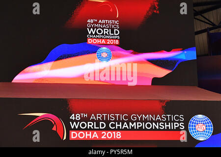 Doha, Katar. 25 Okt, 2018. Allgemeine Ansicht, 25. Oktober 2018 - Turnen: Die 2018 Gymnastics World Championships an Aspire Dome in Doha, Katar. Credit: MATSUO. K/LBA SPORT/Alamy leben Nachrichten Stockfoto