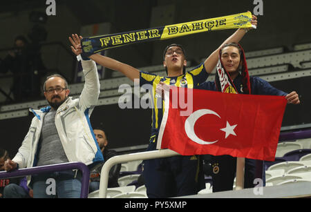 Brüssel, Belgien. 25. Oktober, 2018. Unterstützer (Fenerbahce) während der UEFA Europa League, Gruppe D Fußballspiel zwischen RSC Anderlecht und Fenerbahce SK am 25. Oktober 2018 Zu konstanten Vanden Stock Stadion in Brüssel, Belgien - Foto Laurent Lairys/DPPI Credit: Laurent Lairys/Agence Locevaphotos/Alamy leben Nachrichten Stockfoto