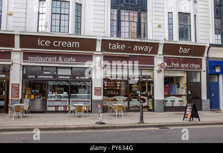 Worthing West Sussex Views & Einzelhandel - Typisch Meer Eis nehmen Cafe Stockfoto