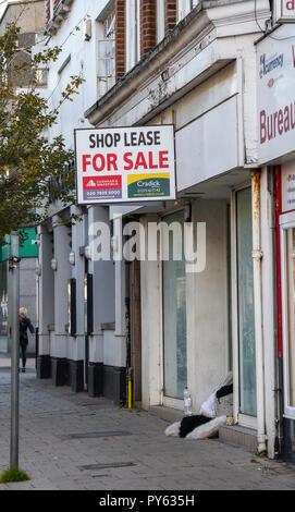 Worthing West Sussex Views & Einzelhandel - Leer Shop mit Lease für Verkauf Stockfoto